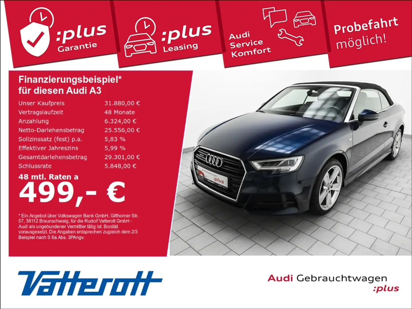 Audi A3 Cabriolet 40 TFSI quattro S line Navi LED SHZ Blau - 1