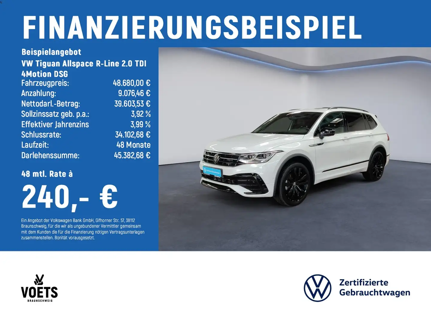 Volkswagen Tiguan Allspace R-Line 2.0 TDI 4Motion DSG PANO+AHK Weiß - 2
