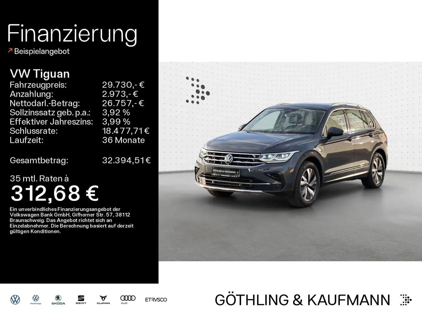 Volkswagen Tiguan Elegance 1.4TSI eHybrid*NAVI*AHK*KAM*IQ-L Grau - 1