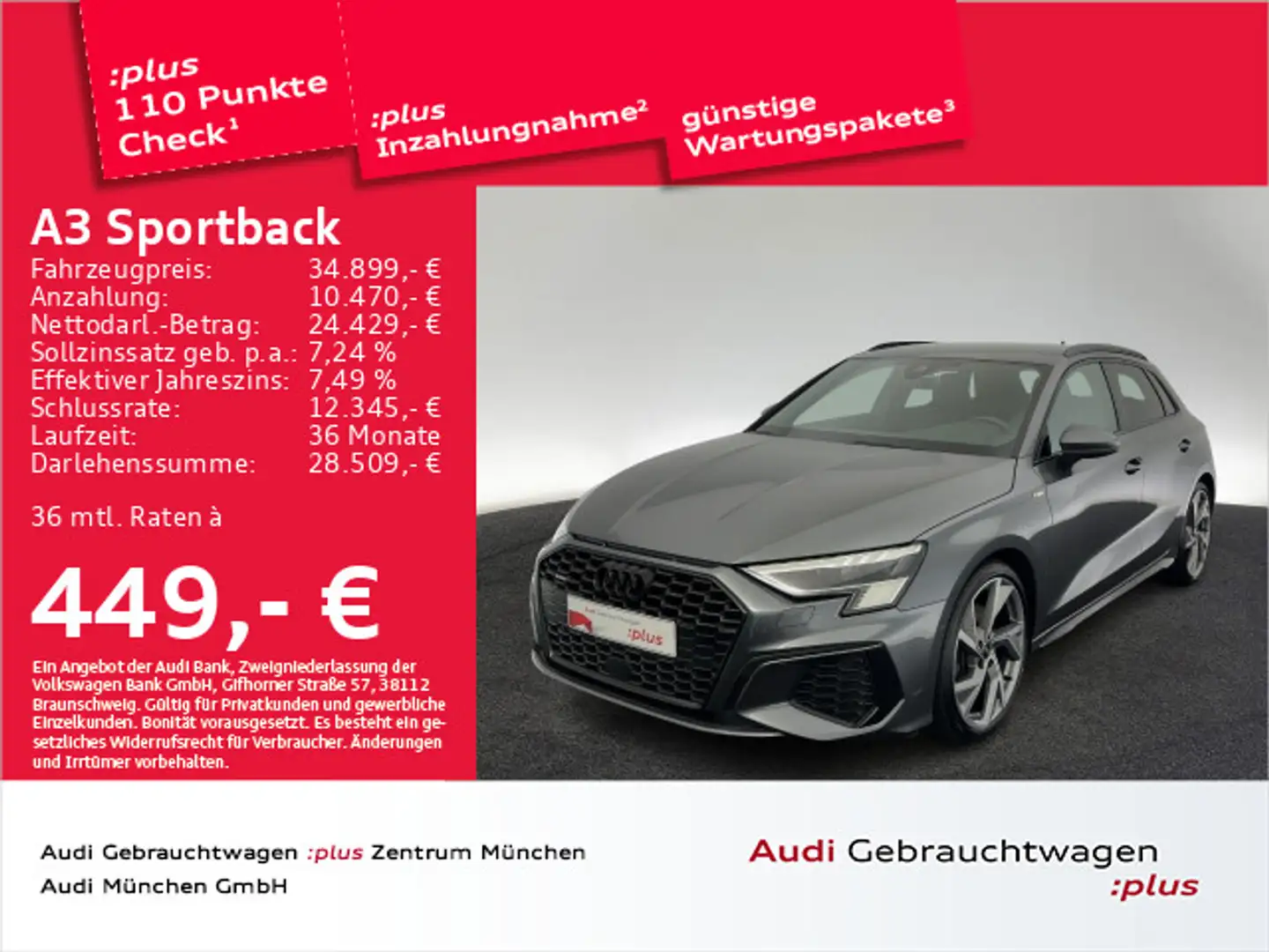 Audi A3 40 TFSI qu. S tronic 2x S line Matr Grijs - 1
