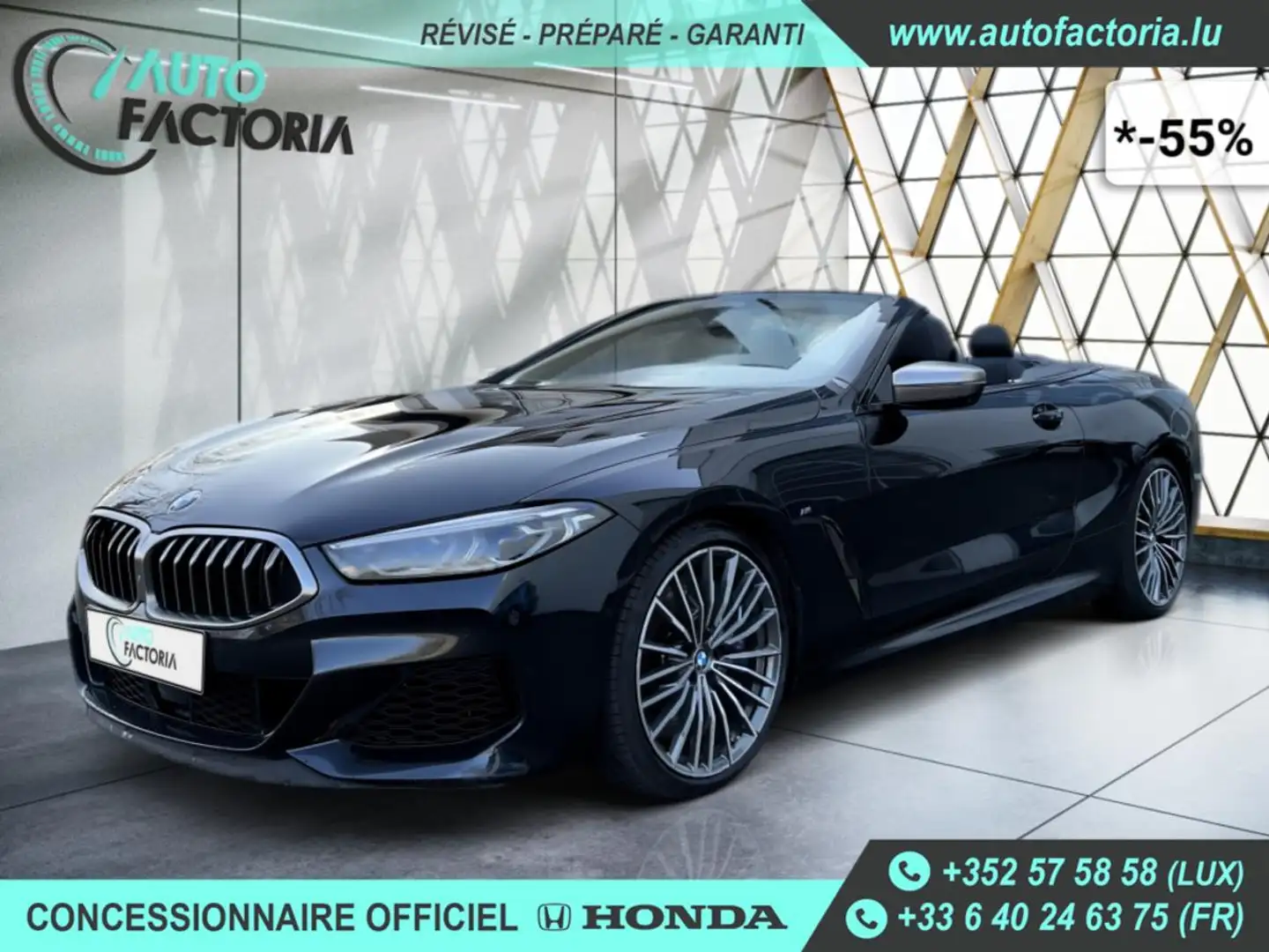 BMW M850 I Cabrio -55% 530cv BVA8 4x4+GPS+CUIR+CAM360+Opts Чорний - 1