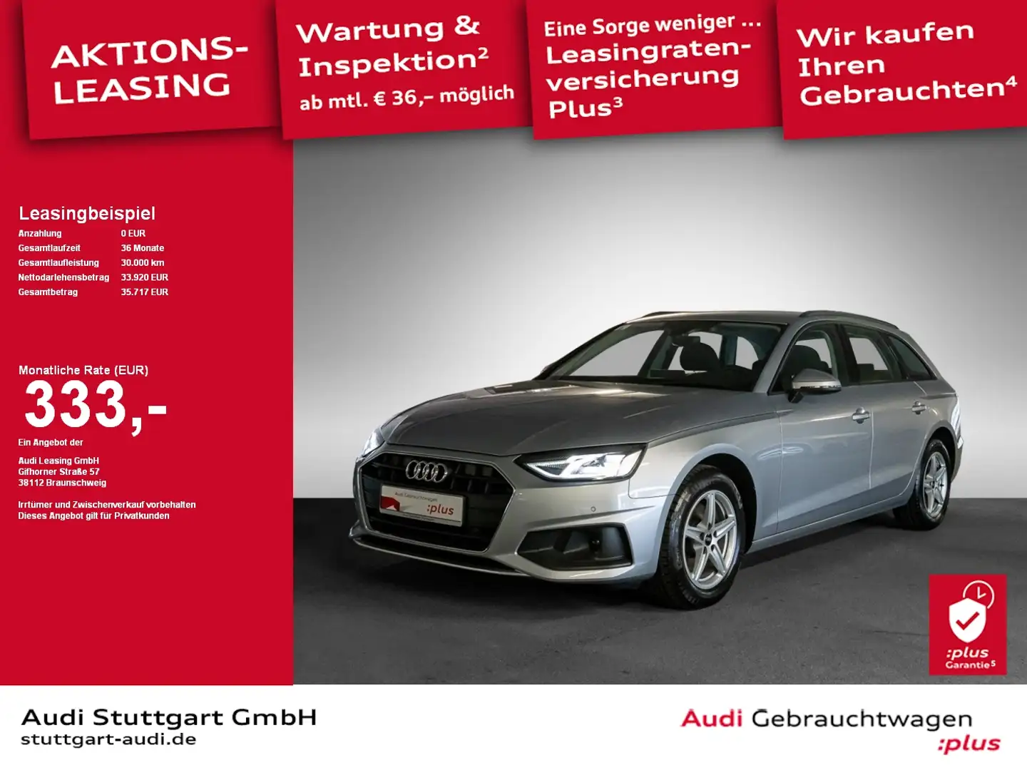 Audi A4 Avant 30 TDI S tronic AHK SHZ Navi PDC ACC Silber - 1