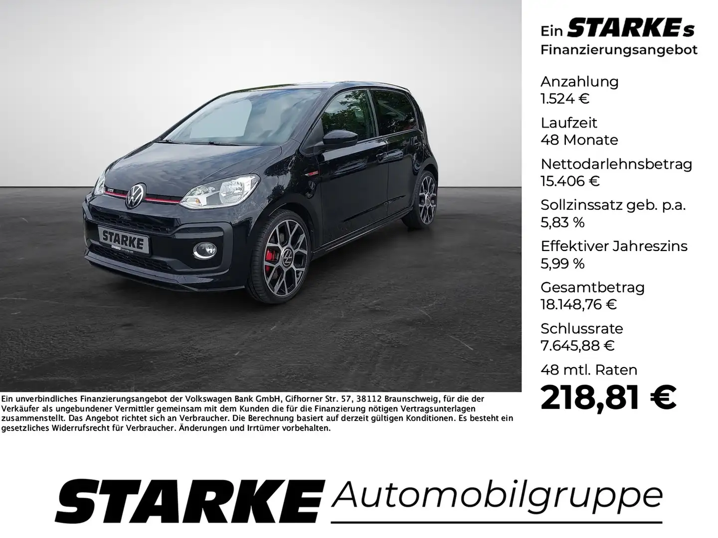 Volkswagen up! GTI 1.0 TSI Schwarz - 1