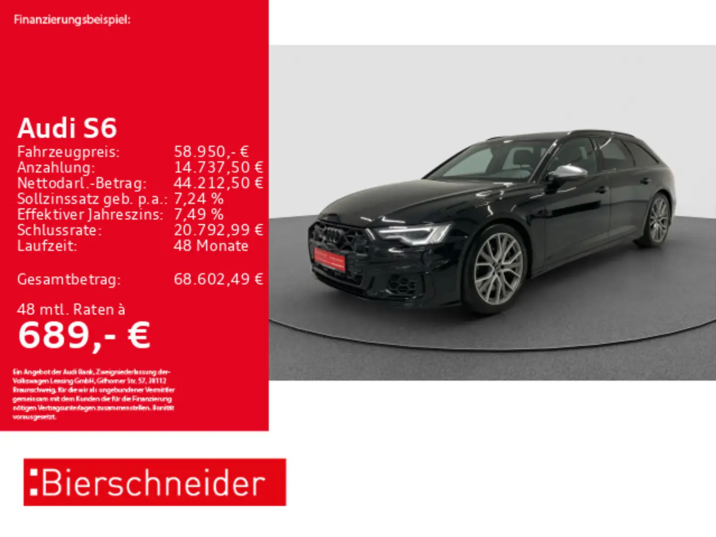 Audi S6 Av TDI qu Black 20 AHK MATRIX ACC 360 Schwarz - 1