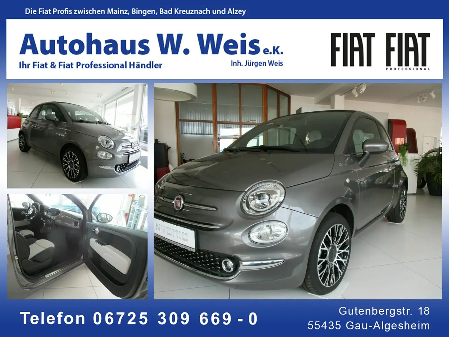 Fiat 500C Dolcevita 1,0 Hybrid Gri - 1