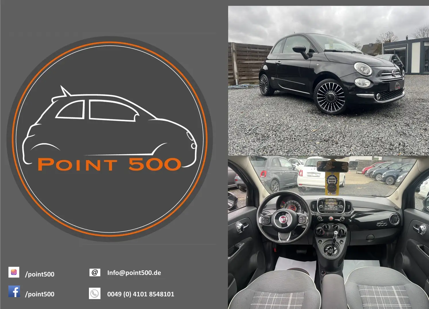 Fiat 500 AUTOMATIK PANO 86PS RIESENAUSWAHL FIAT500!!! Schwarz - 1