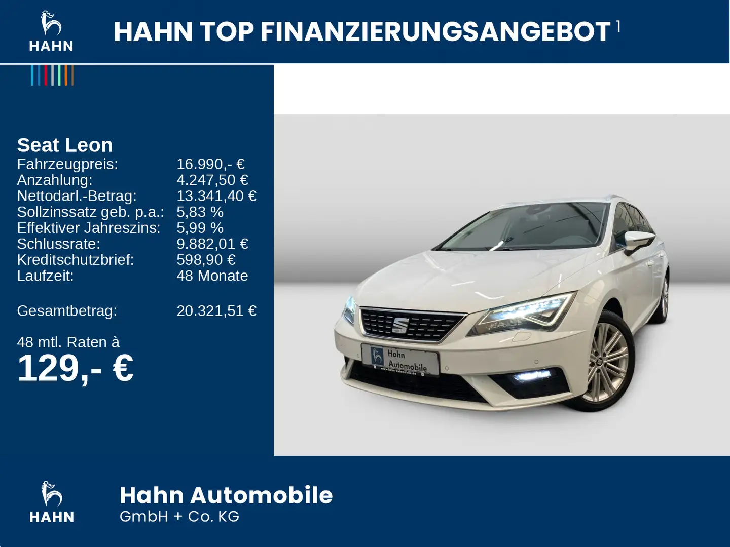 SEAT Leon Sportstourer 1.5 TSI Xcellence AHK Navi ACC Weiß - 2