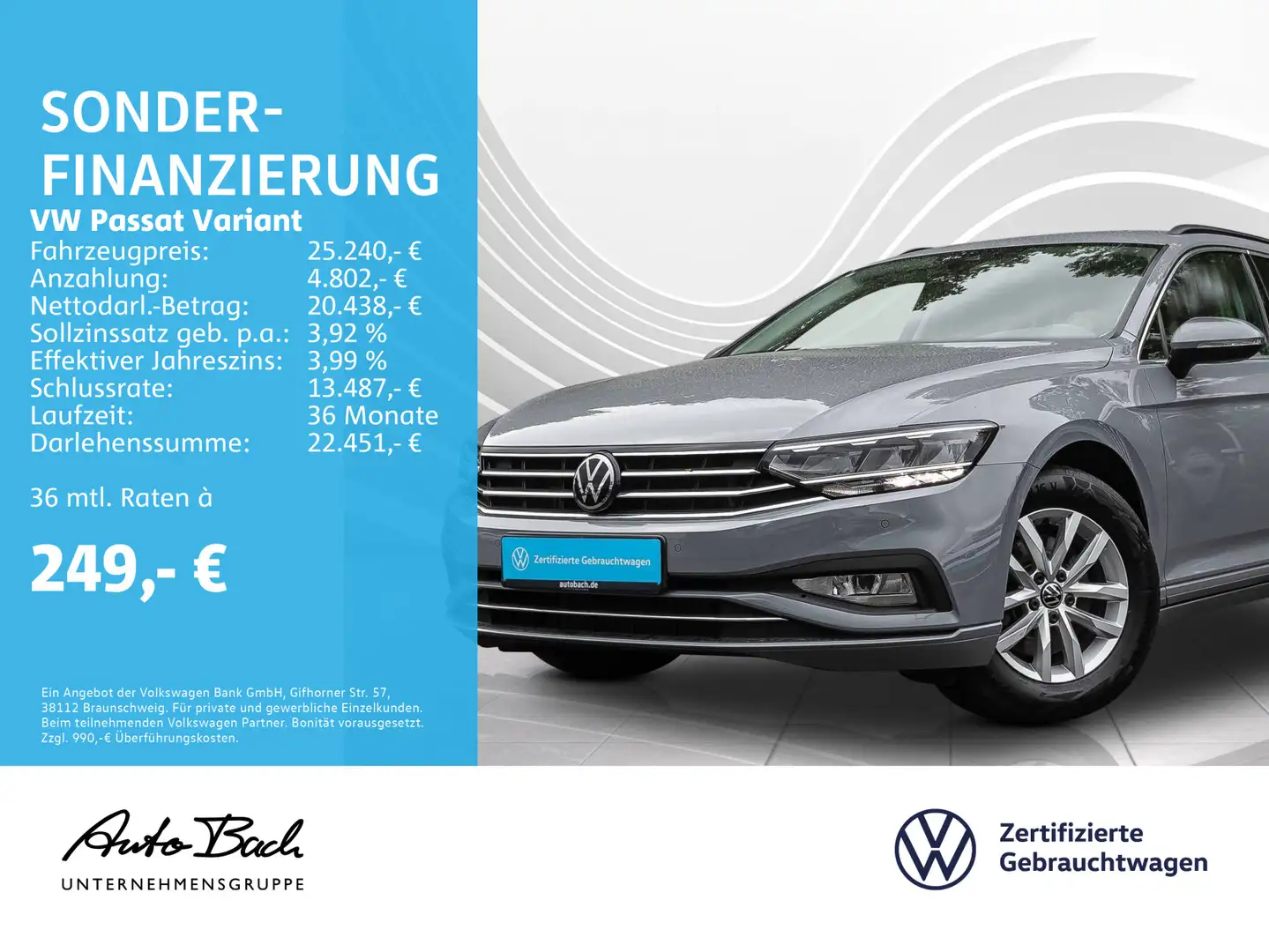 Volkswagen Passat Variant 2.0 TDI DSG Business, Navi, LED, Grau - 1