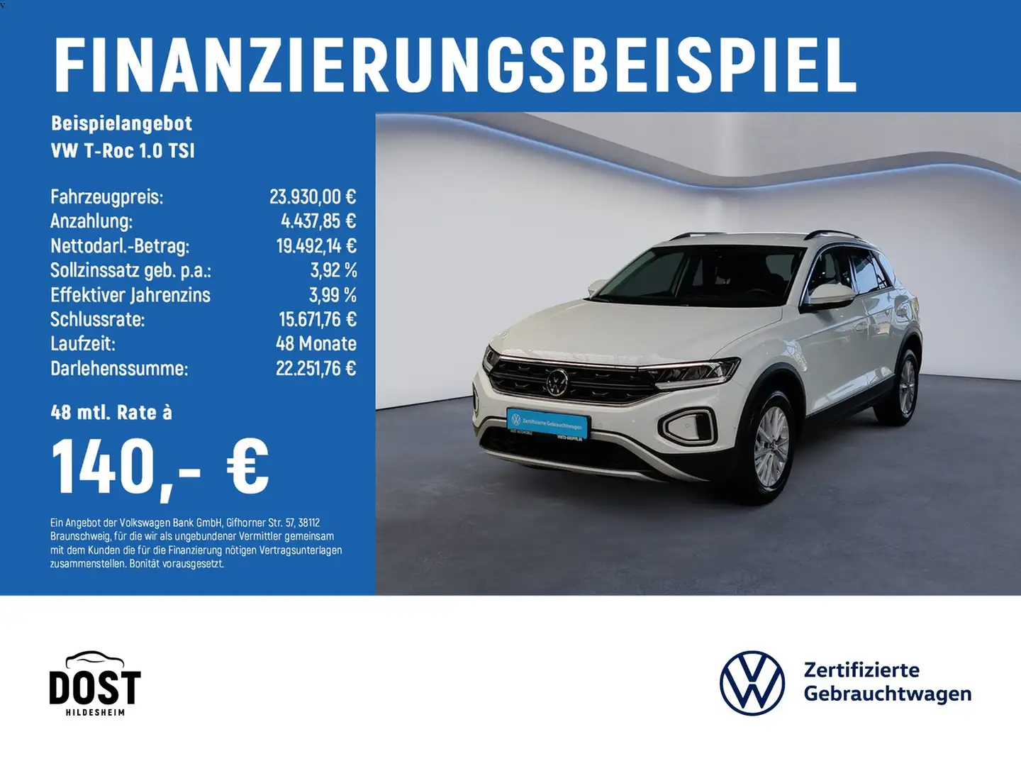 Volkswagen T-Roc 1.0 TSI Life DAB+KLIMA+LED+NAVI+PDC+SHZ Weiß - 2