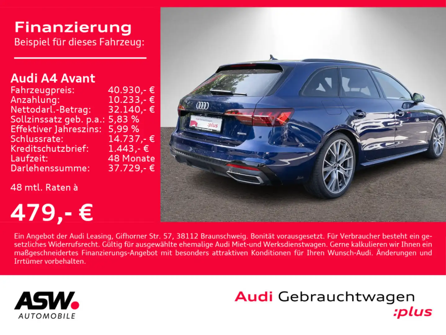 Audi A4 S line 50TDI quattro tiptronic 360° B&O Blau - 1