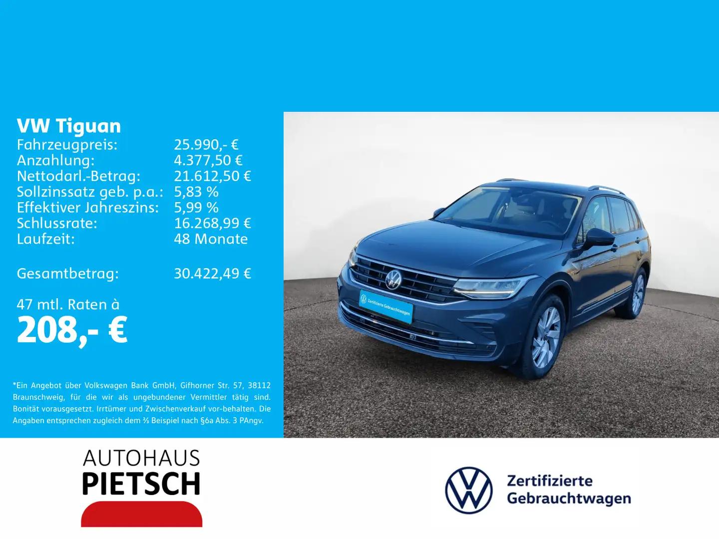 Volkswagen Tiguan 2.0 TDI United AHK ACC Grau - 1