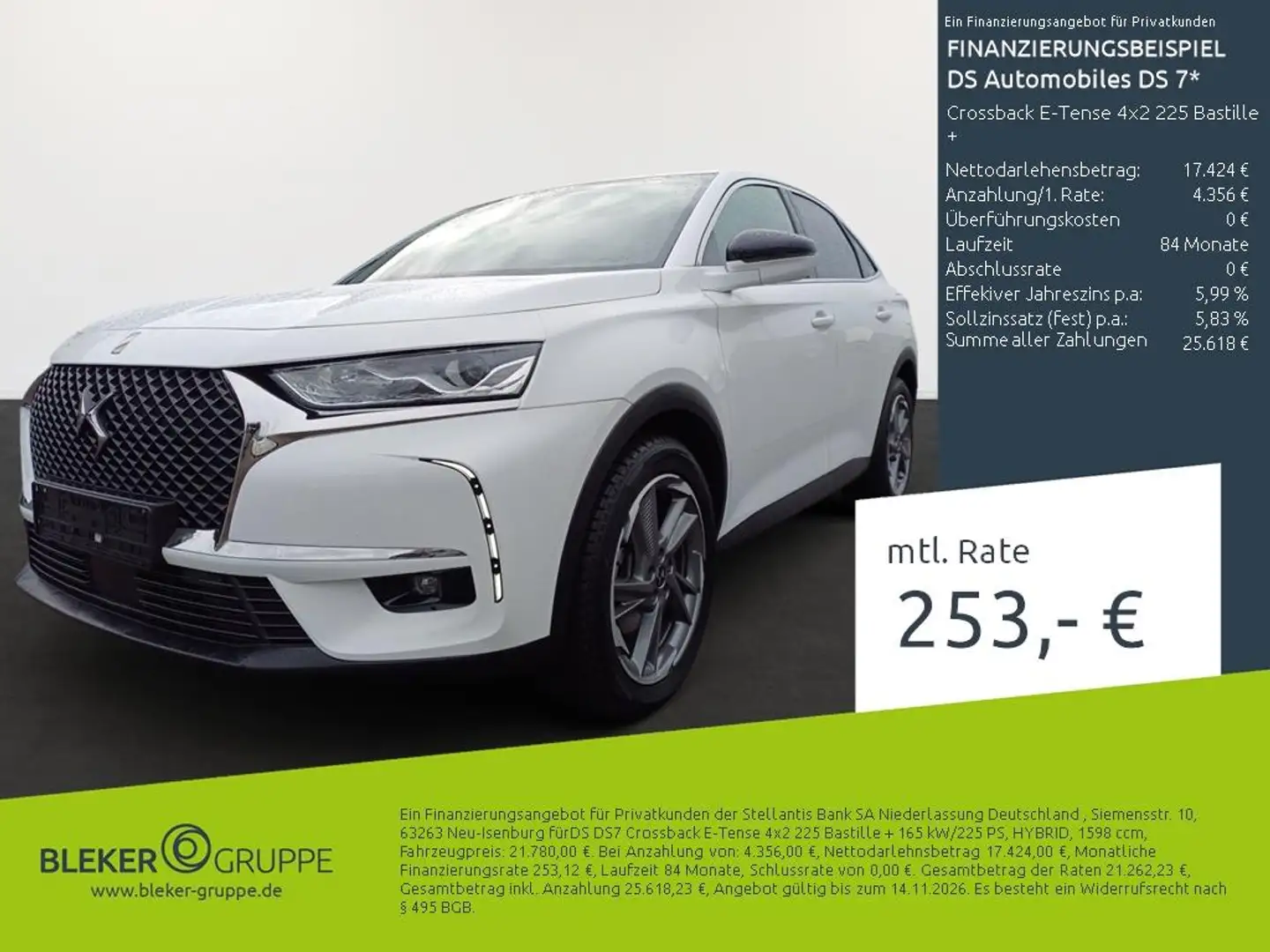 DS Automobiles DS 7 Crossback E-Tense 4x2 225 Bastille + Fehér - 1