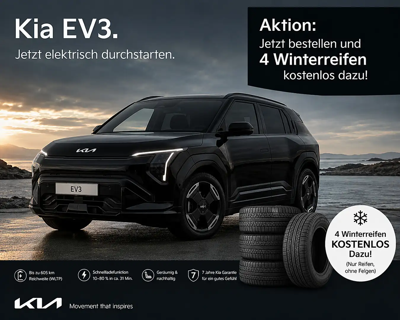 Kia EV3 FWD 81,4kWh Long Range Earth Schwarz - 1