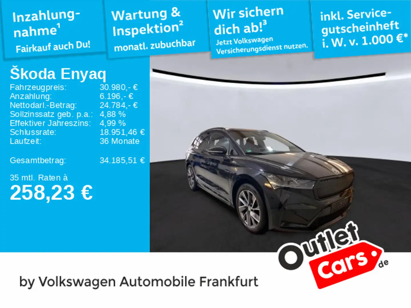 Skoda Enyaq iV 80 Sportline Navi AHK Panoramadach LED Schwarz - 1