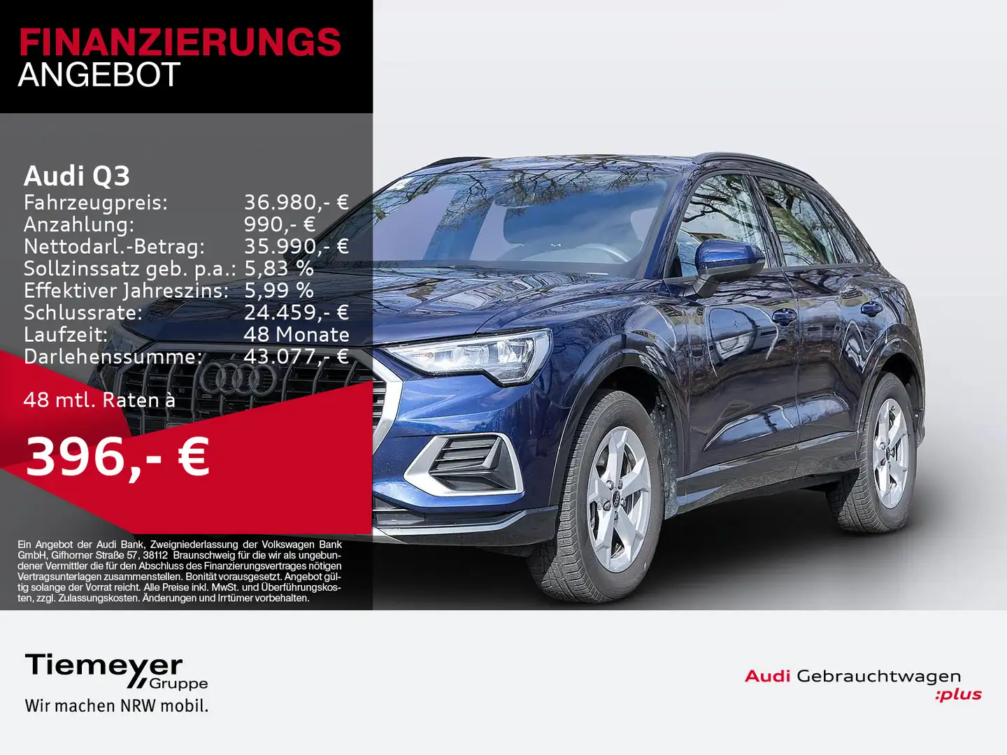 Audi Q3 40 TFSI Q ADVANCED LEDER KAMERA AHK eSITZE Blau - 1