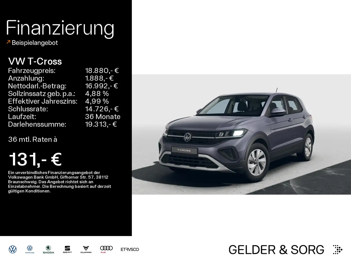 Volkswagen T-Cross Life 1.0 TSI LED*EPH*ACC*Digital*DAB+ Gris - 1