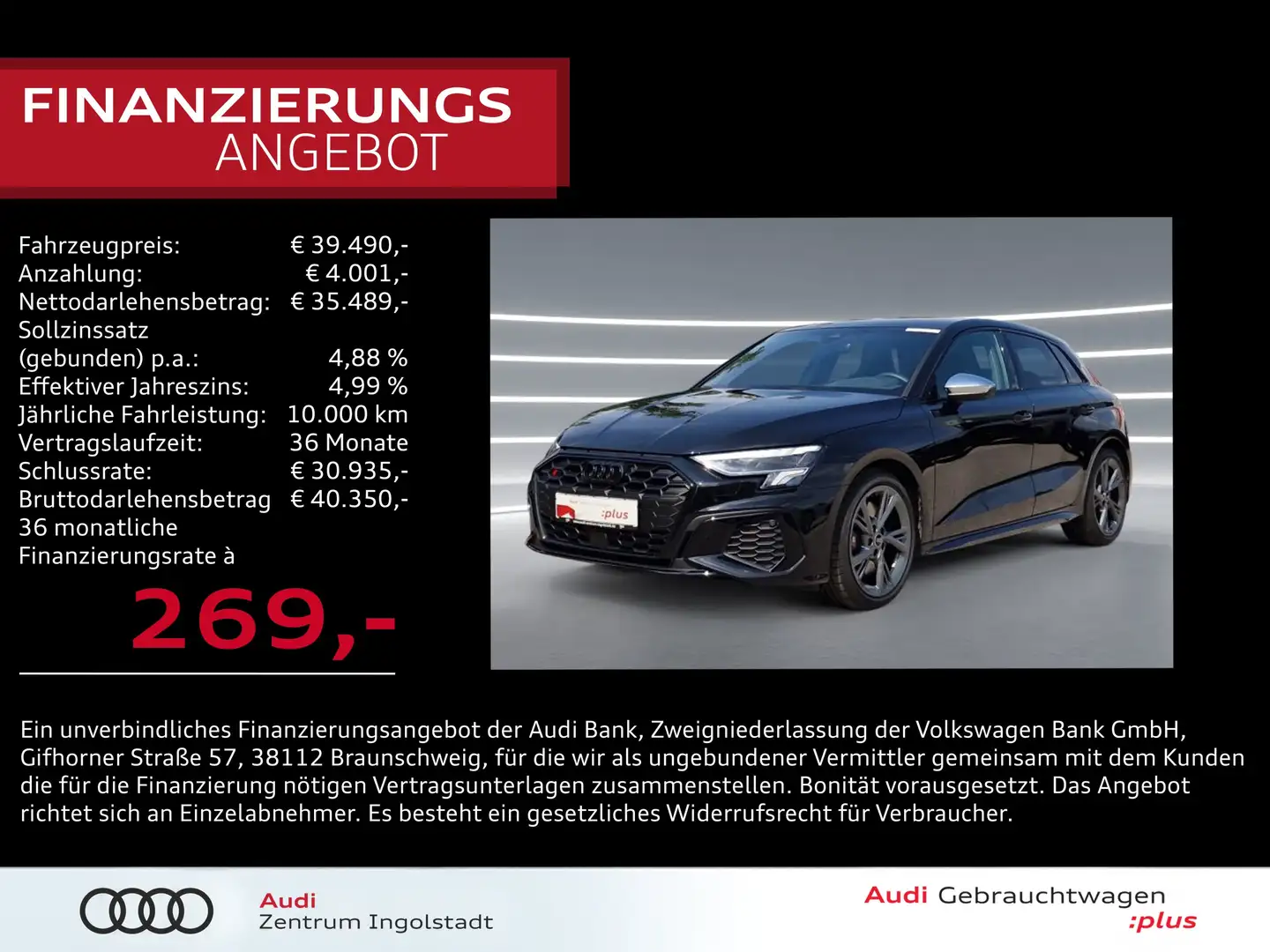 Audi S3 Sportback TFSI NAVI Optikpaket-Schwarz+ GRA Schwarz - 1