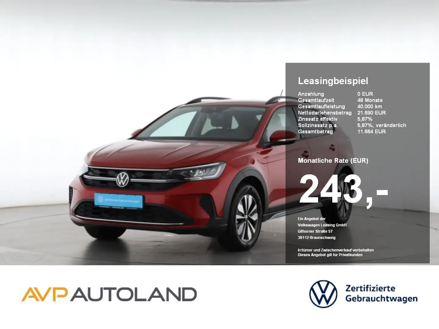 Volkswagen Taigo 1.0 TSI MOVE | AHK | NAVI | LED | SITZH. | Rot - 1
