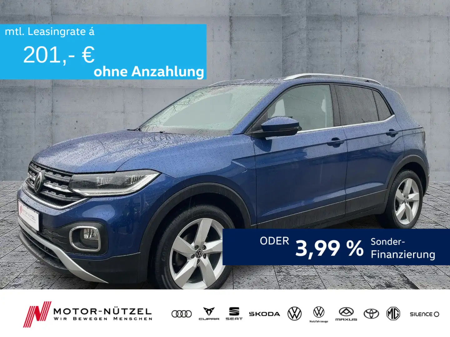 Volkswagen T-Cross 1.0 TSI STYLE LED+NAVI+ACC+SHZ+PDC+BEATS Bleu - 1