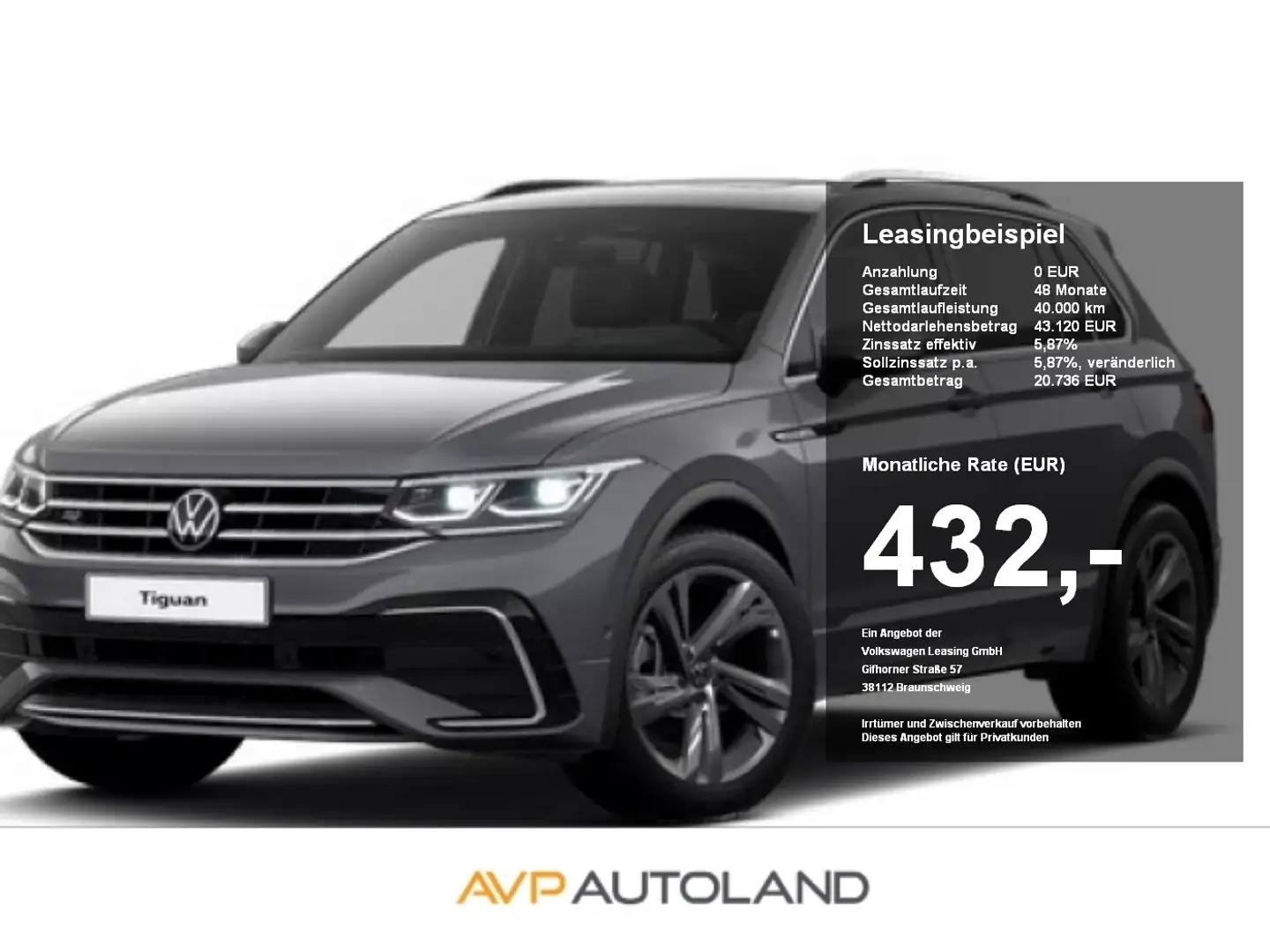 Volkswagen Tiguan 2.0 TDI DSG 4MOTION R-Line | PANO | AHK | Grau - 1