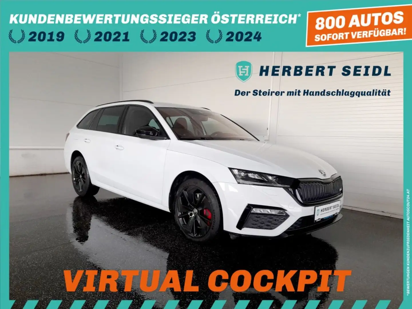 Skoda Octavia Combi RS PHEV 150/245 DSG *MATRIX-LED / 18 ZOLL / VIRTUELL / NAVI / ACC / KEYLESS / SOUNDAKTOR* Weiß - 1