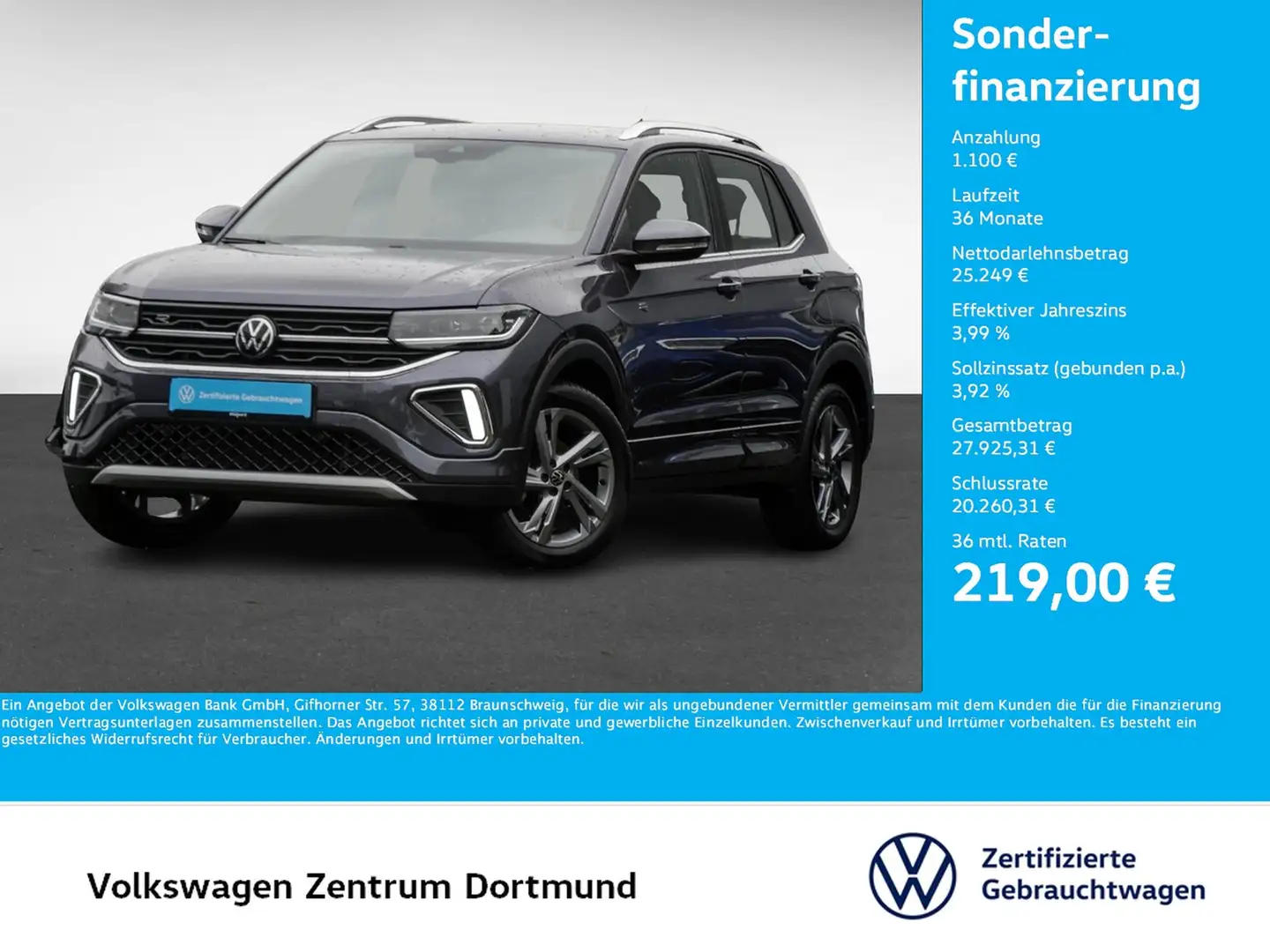 Volkswagen T-Cross 1.5 R-LINE CAM ACC LM17 NAVI SITZHEIZUNG Gris - 1
