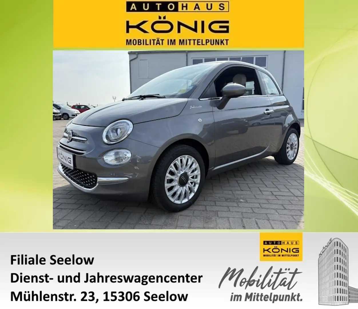 Fiat 500 Dolcevita Panoramadach*PDC*Tempomat Grau - 1