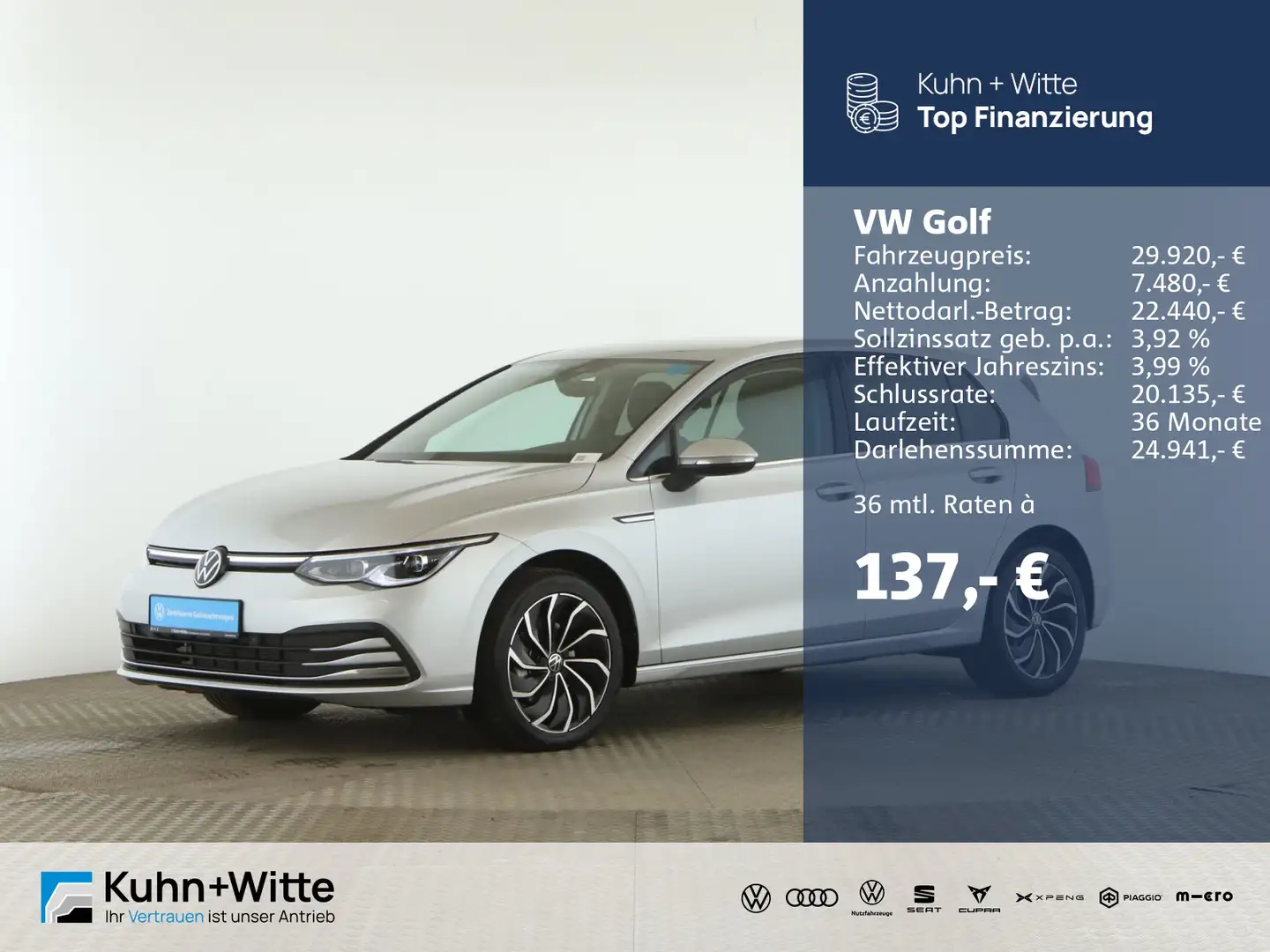 Volkswagen Golf VIII 2.0 TDI Style *ACC*IQ.Light*RFK*Navi*A Silber - 1