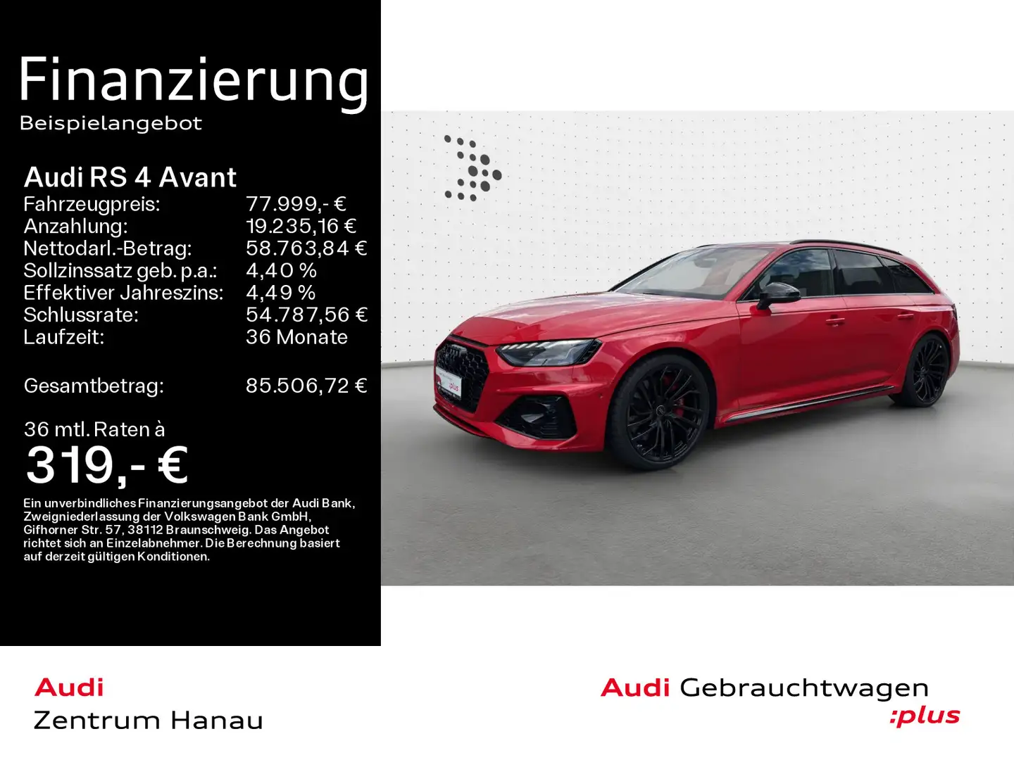 Audi RS4 NAVI-PLUS*280KM/H*HUD*RS-AGA*PANO*MAT Rot - 1