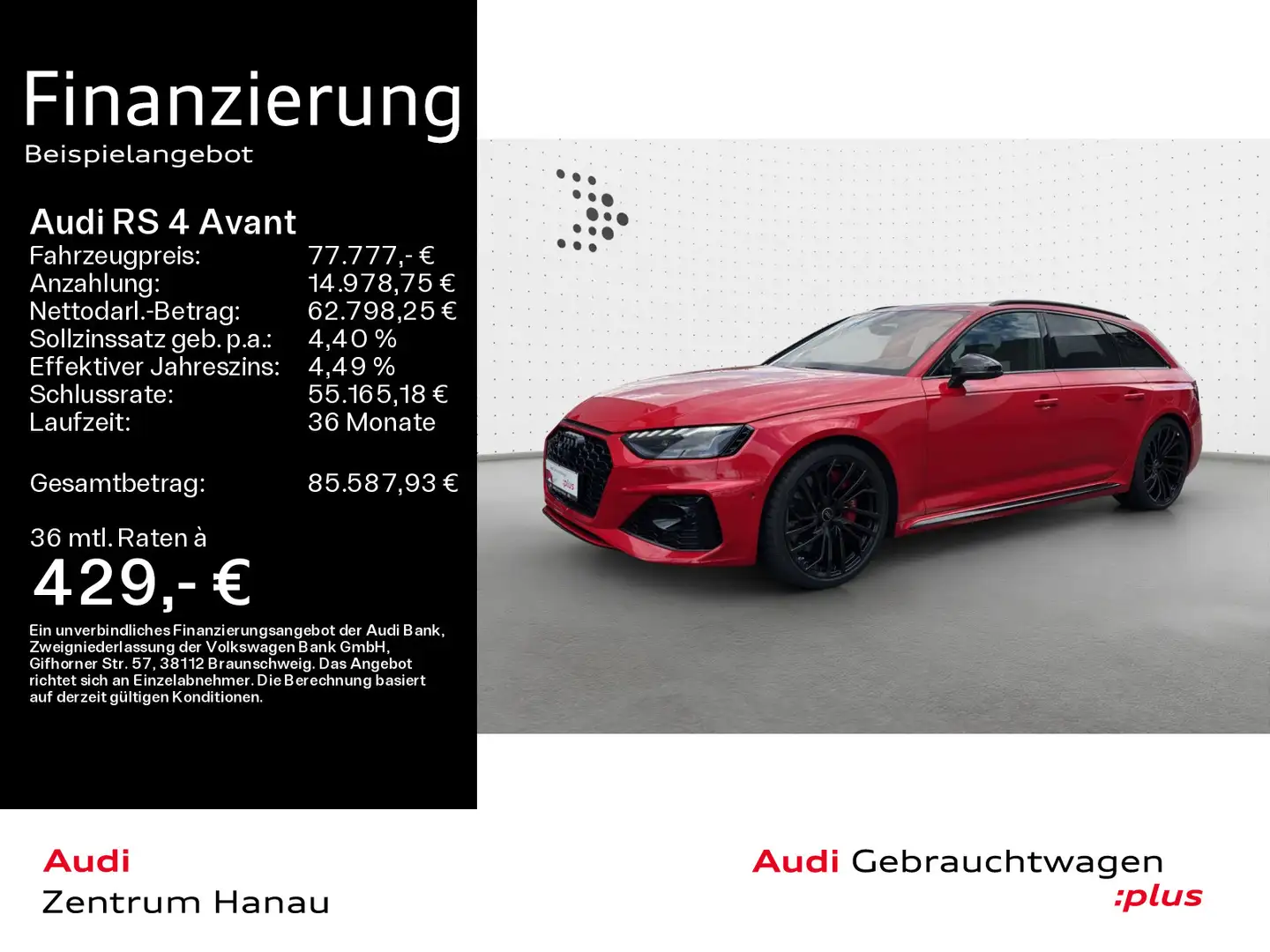 Audi RS4 NAVI-PLUS*280KM/H*HUD*RS-AGA*PANO*MAT Rosso - 1