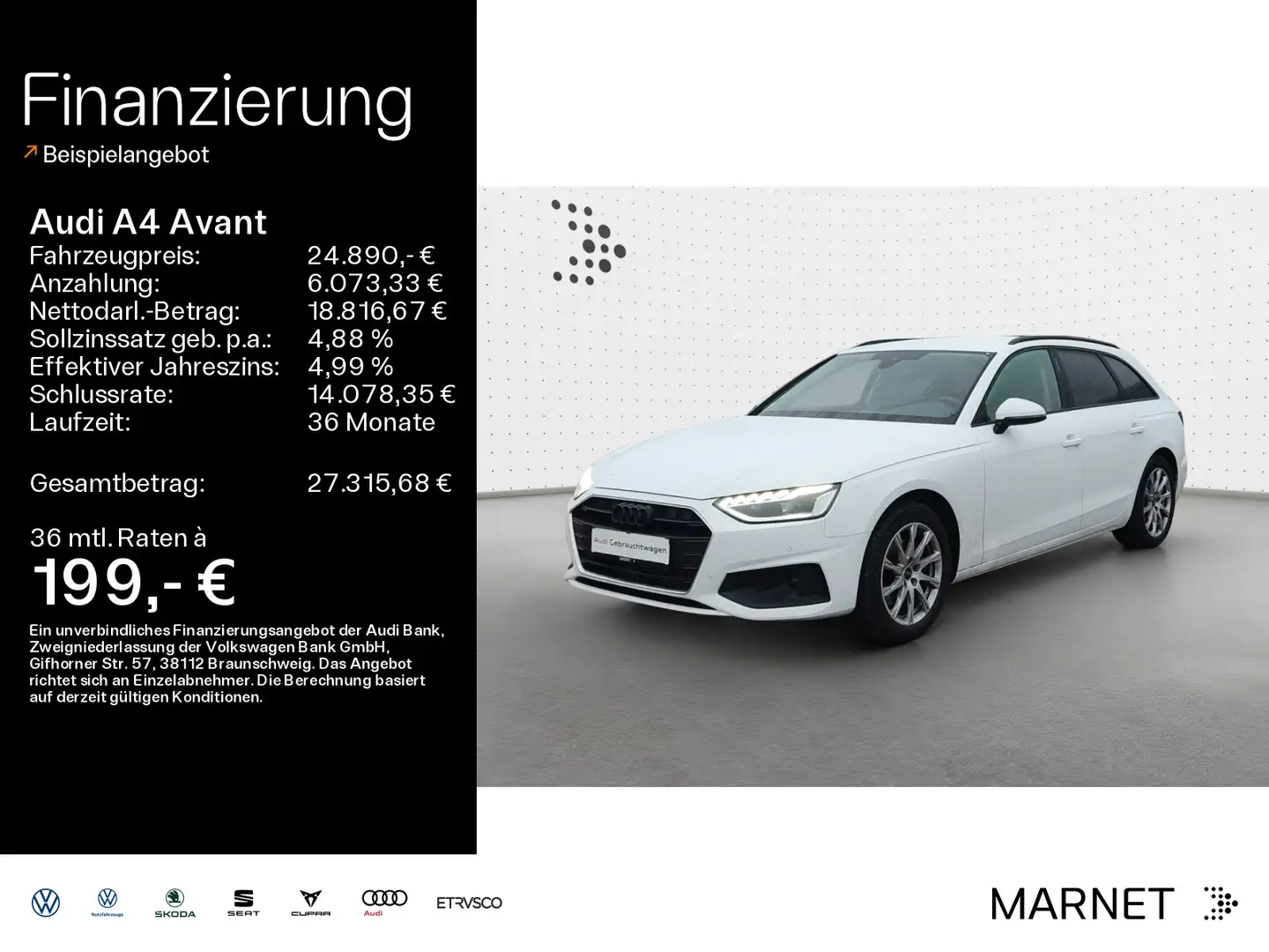 Audi A4 35 TFSI*Navi*LED*Alu*PDC*Audi Connect*K Weiß - 1