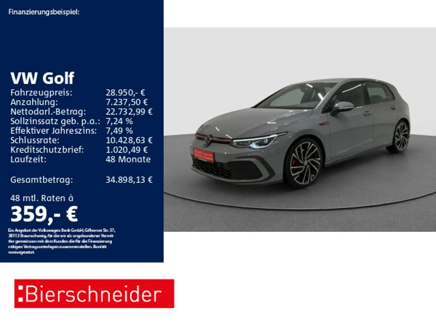 Volkswagen Golf GTI Golf 8 GTI 2.0 TSI DSG 19 LED+ ACC NAVI SHZ Grau - 1