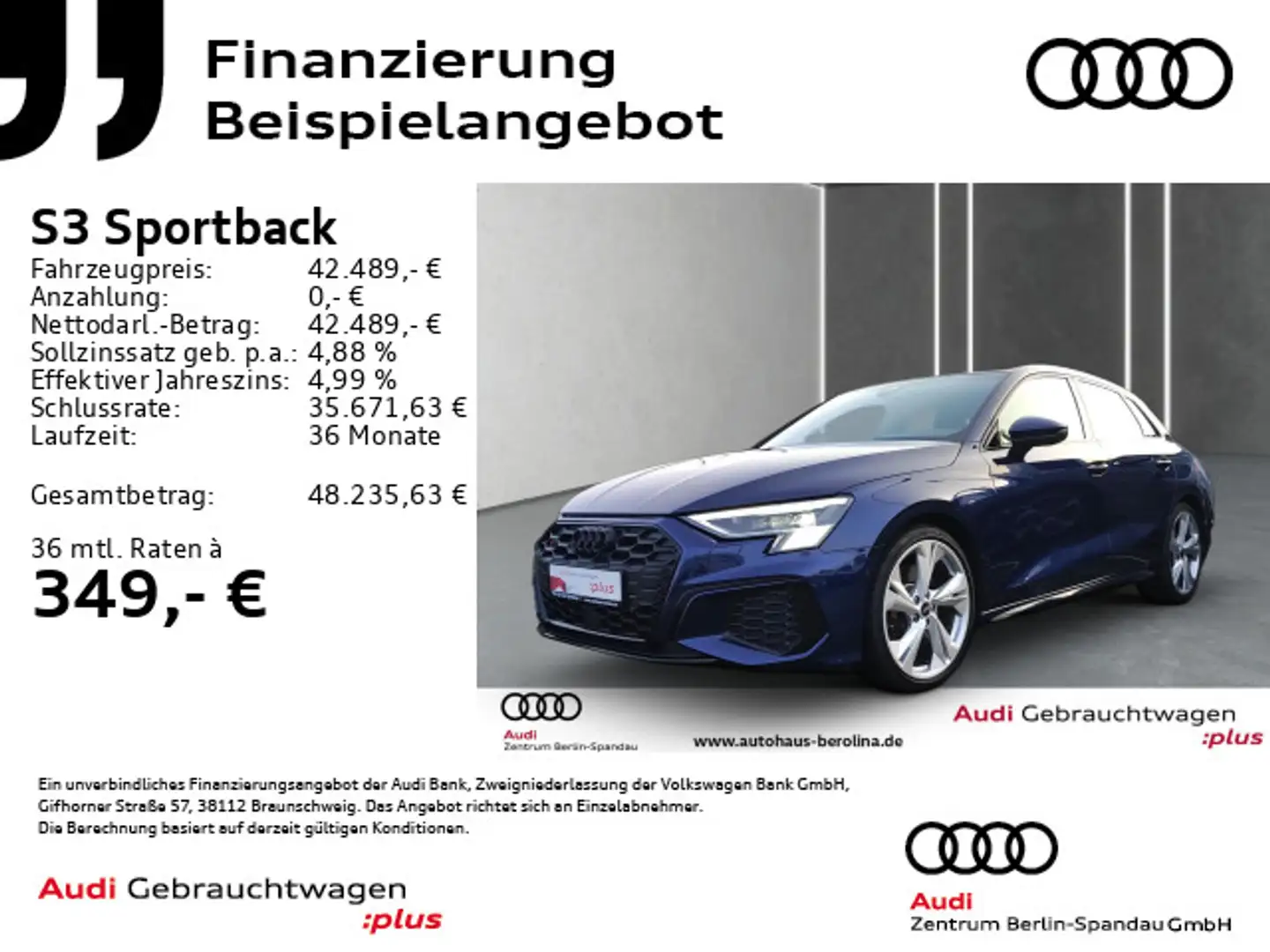 Audi S3 *MATRIX*B&O*Opt.-Schwarz+*NAV+* Blau - 1