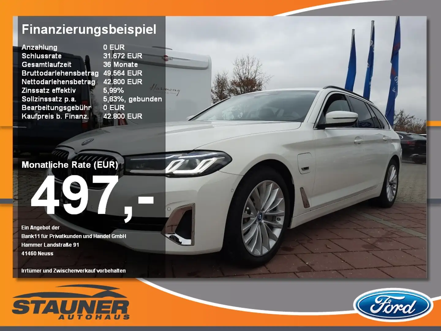 BMW 530 e Touring Luxury Line Laser Komfort HuD Innova. Bílá - 1
