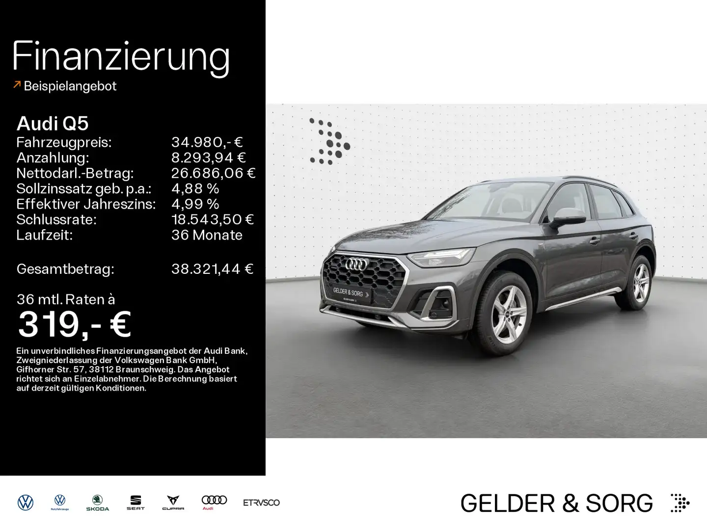 Audi Q5 40 TDI quattro S line LED*RFK*ACC*Virtual Grau - 1
