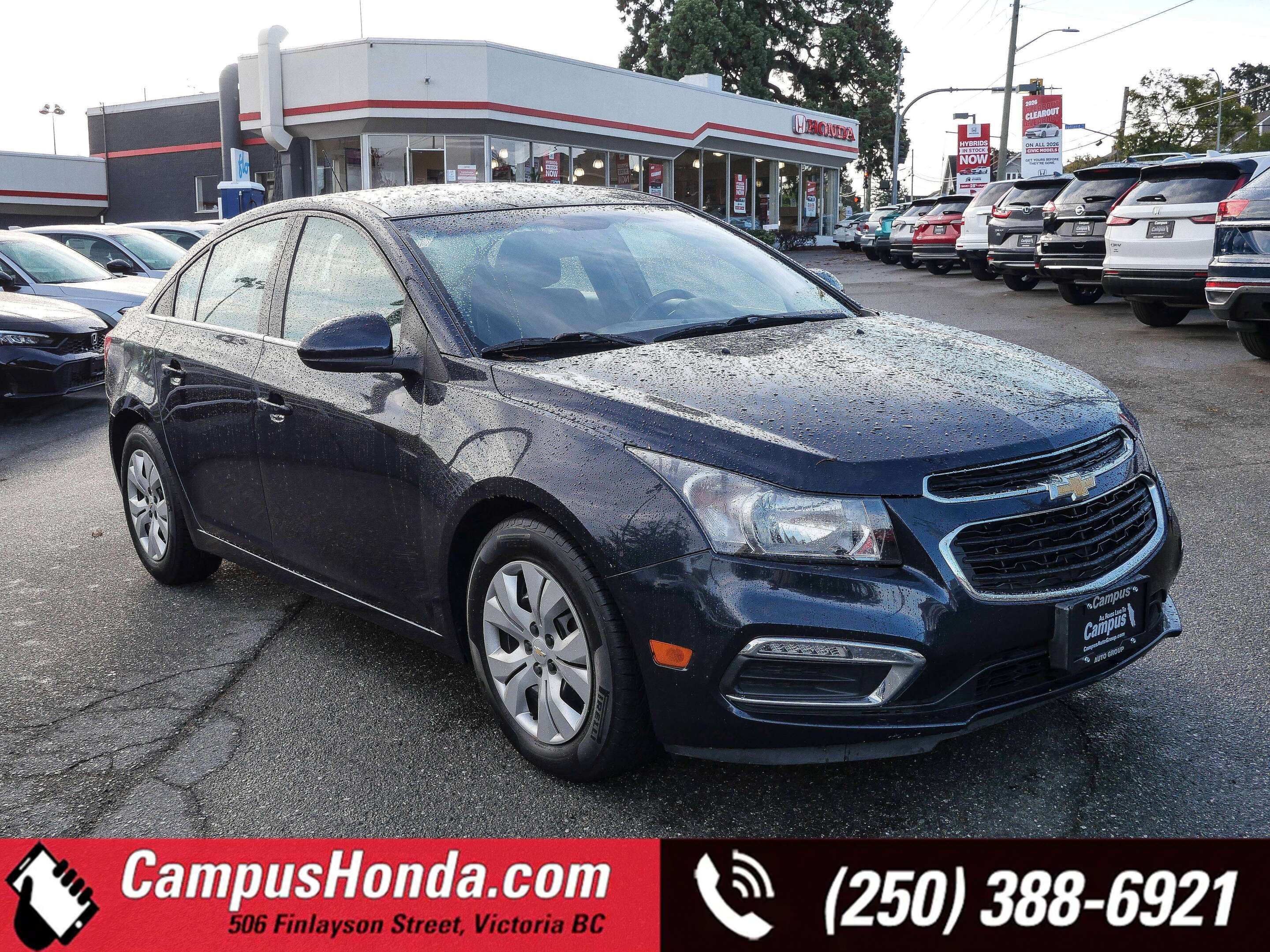 Black 2015 Chevrolet Cruze Sedan Front-Wheel Drive 6-Speed Automatic