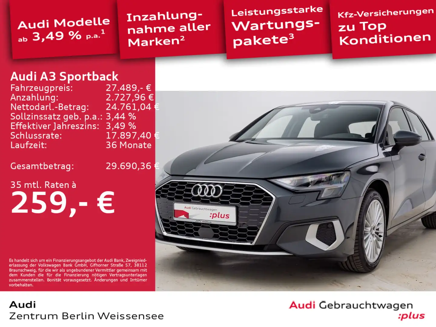 Audi A3 35 TFSI 6-GANG*ADVANCED*GRA*ASG*PDC Grau - 1
