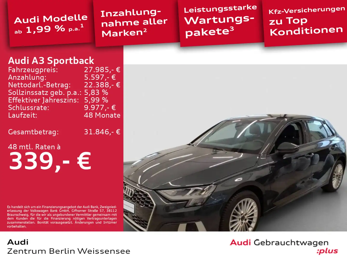 Audi A3 35 TFSI 6-GANG*ADVANCED*GRA*ASG*PDC Grau - 1
