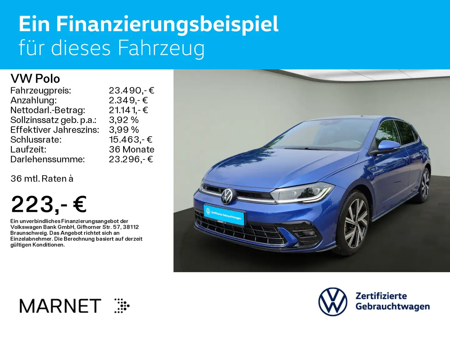Volkswagen Polo 1.0 TSI DSG R-Line*NAVI* Pano*Kamera* ACC*K Blauw - 2
