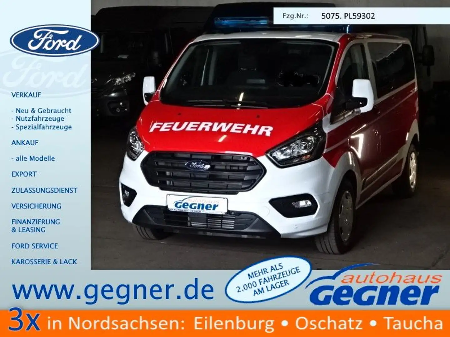 Ford Transit Custom 340L2 Trend Autom MTW Feuerwehr Weiß - 1