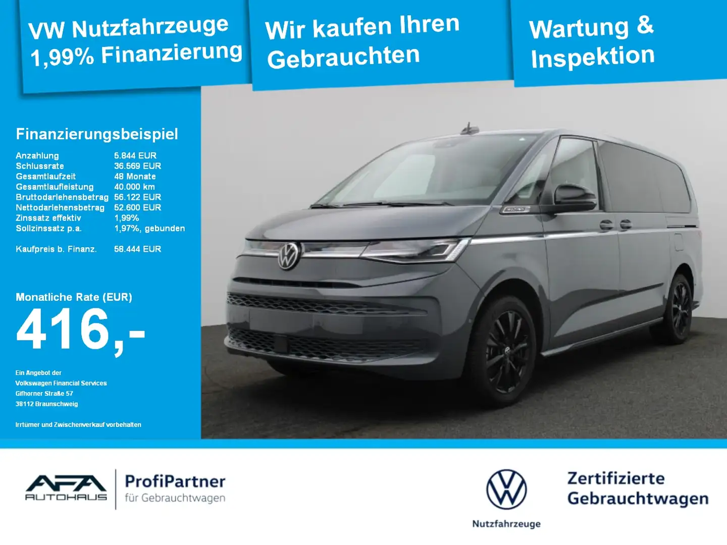 Volkswagen T7 Multivan 2,0 TDI Style lang DSG Pano*StHz*Navi Grau - 1