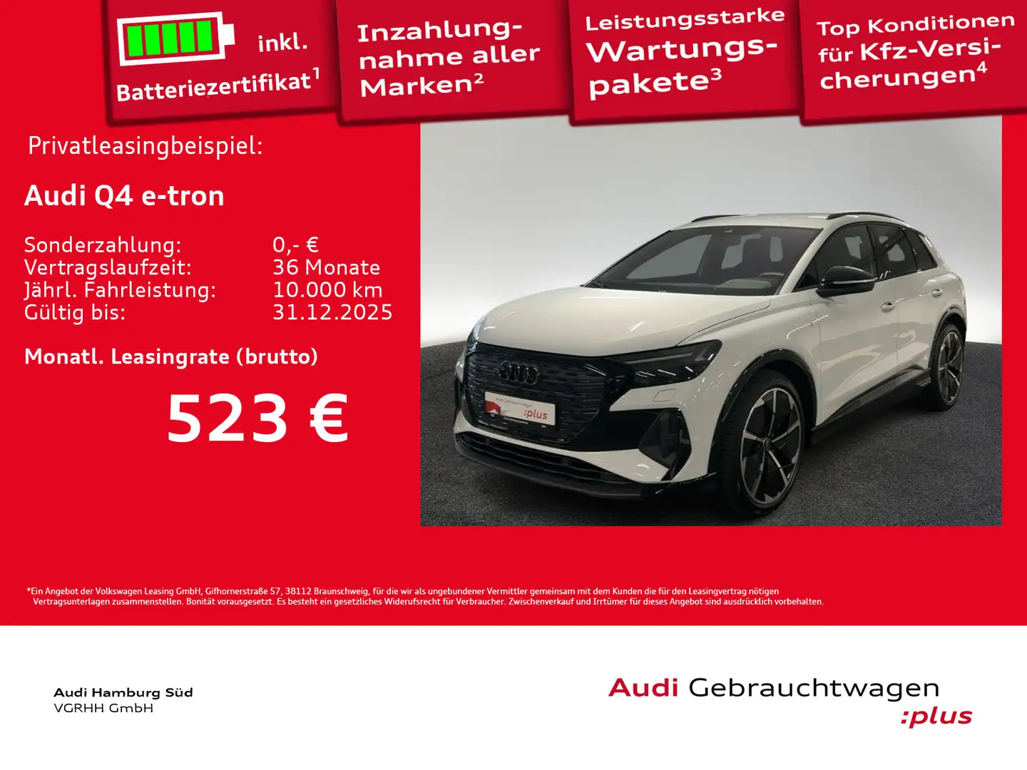 Audi Q4 e-tron Q4 45 e-tron qu 2xS LINE/LM21/SONOS/WP-PUMPE/ACC Weiß - 1