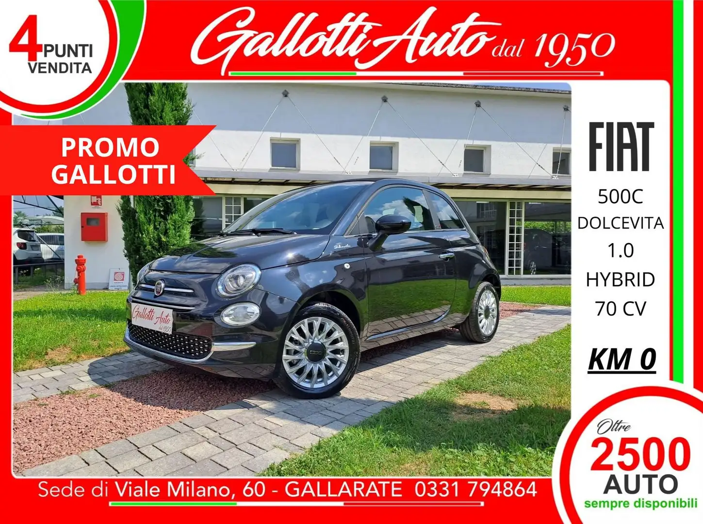 Fiat 500C Hybrid Dolcevita-PROMO GALLOTTI Nero - 1