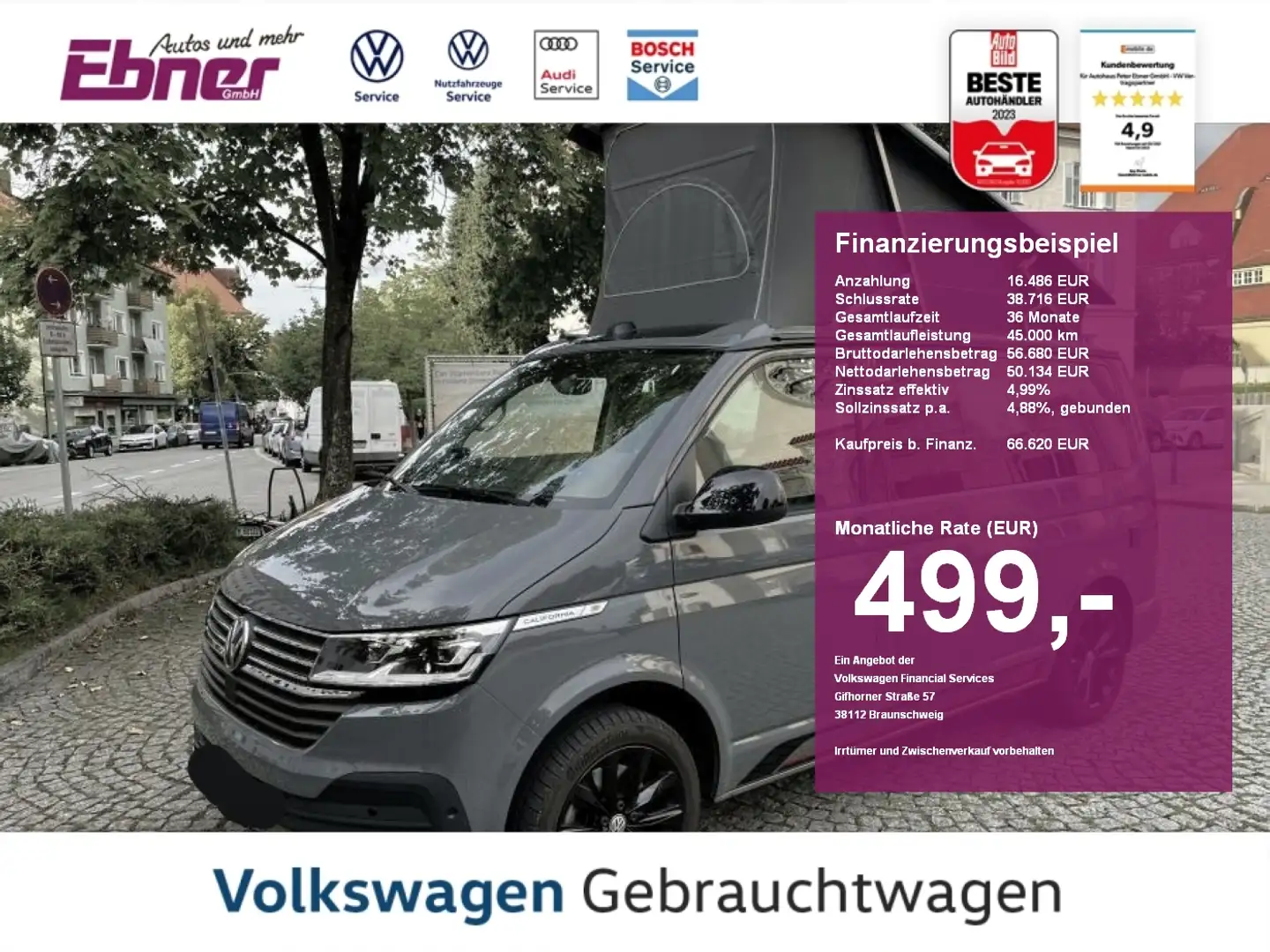 Volkswagen T6 California T6.1 CAMPER EDITION TDI DSG AHK+KAMERA+ACC+el.DACH Schwarz - 1