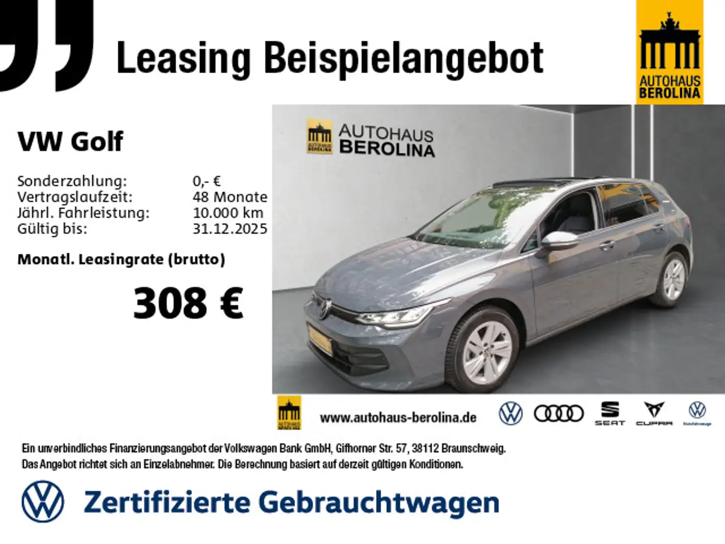 Volkswagen Golf VIII 1.5 eTSI Life DSG *PANO*R-CAM*ACC* Grau - 1