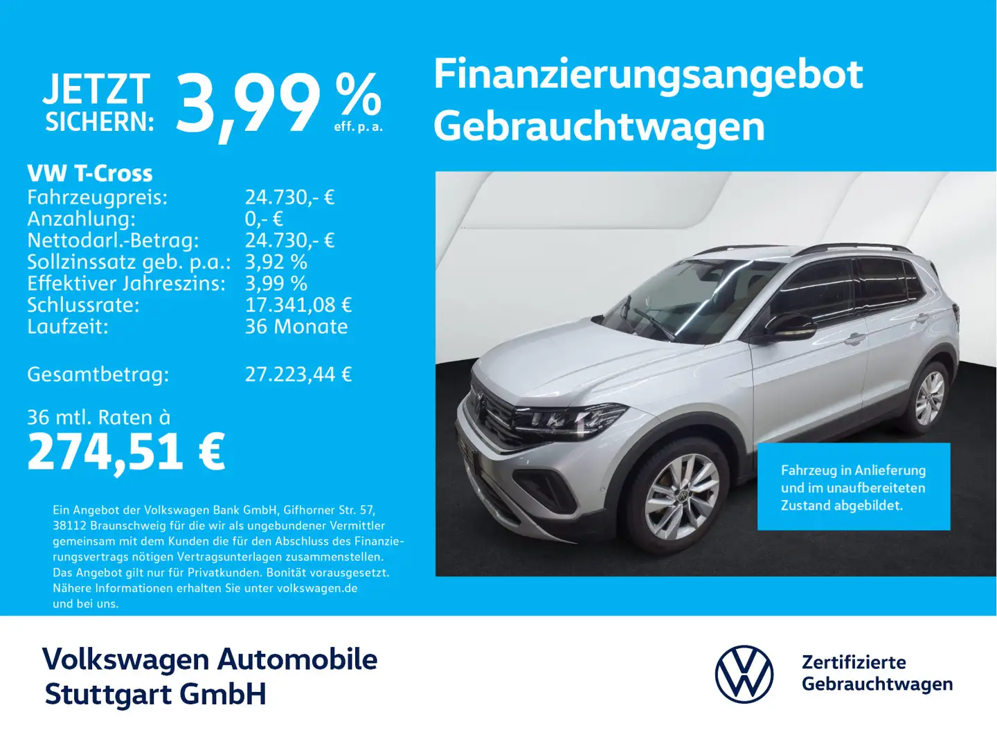 Volkswagen T-Cross 1.0 TSI Goal DSG Navi AHK Silber - 1