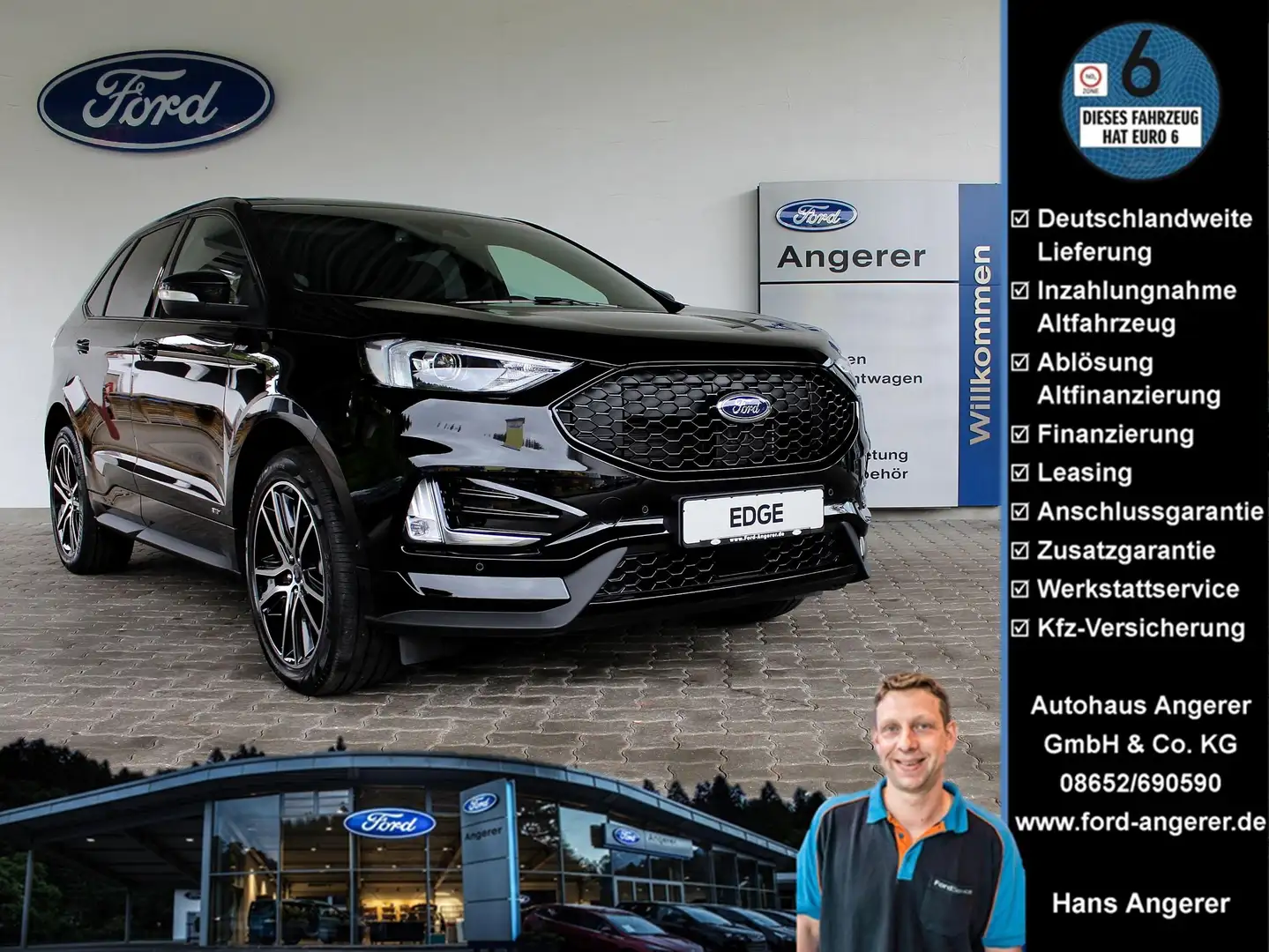 Ford Edge ST-Line 4x4 Navi,Touch,LED,CAM,WinPak,Pano,AHK,8-f Negru - 1