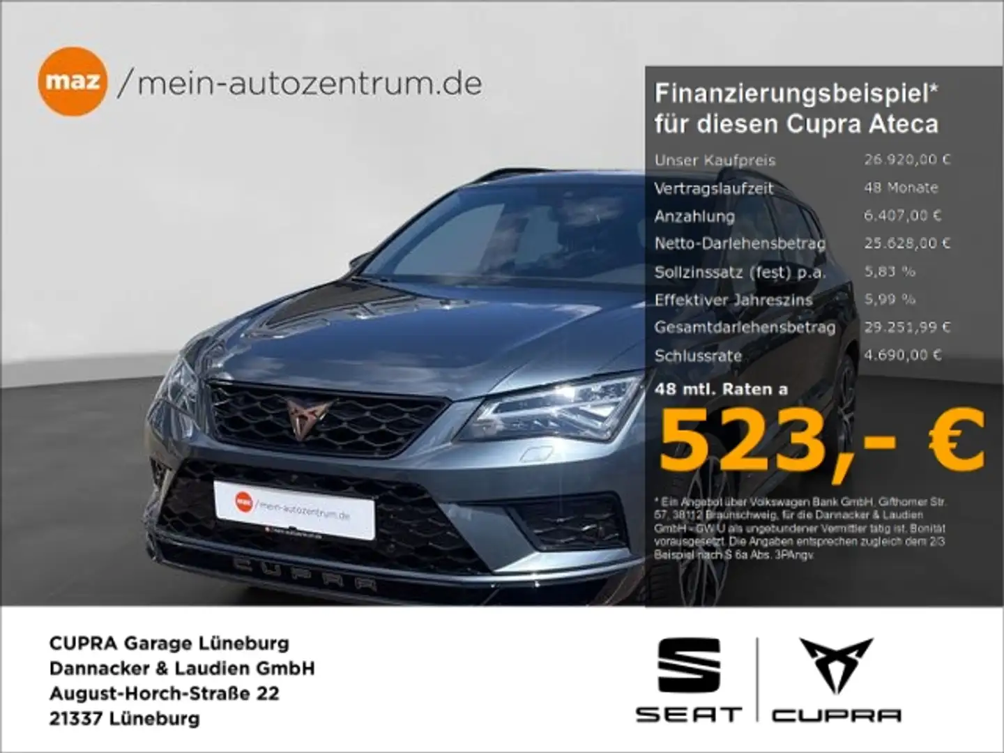 CUPRA Ateca 2.0 TSI 4Drive Alu LED Navi ACC Virtual-Co Gris - 1