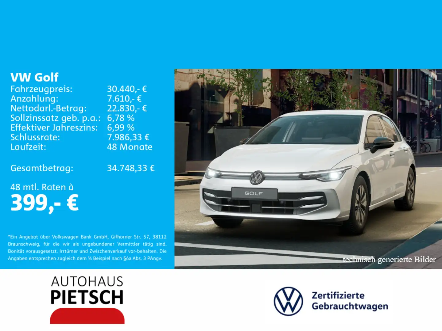 Volkswagen Golf VIII 1.5 eTSI DSG Goal LED+ Kamera Weiß - 1