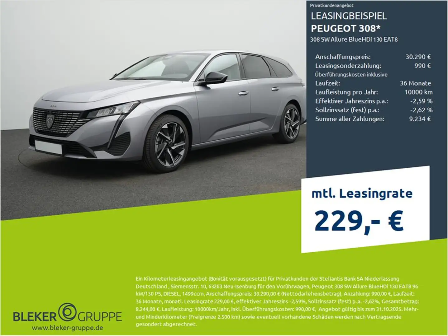 Peugeot 308 308 SW Allure BlueHDi 130 EAT8 Silber - 1